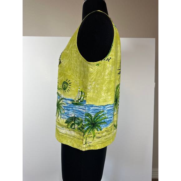 Nancy Bolen City Girl 100% Silk Vintage Embellished Sleeveless Tank Top Beach M - Picture 6 of 14